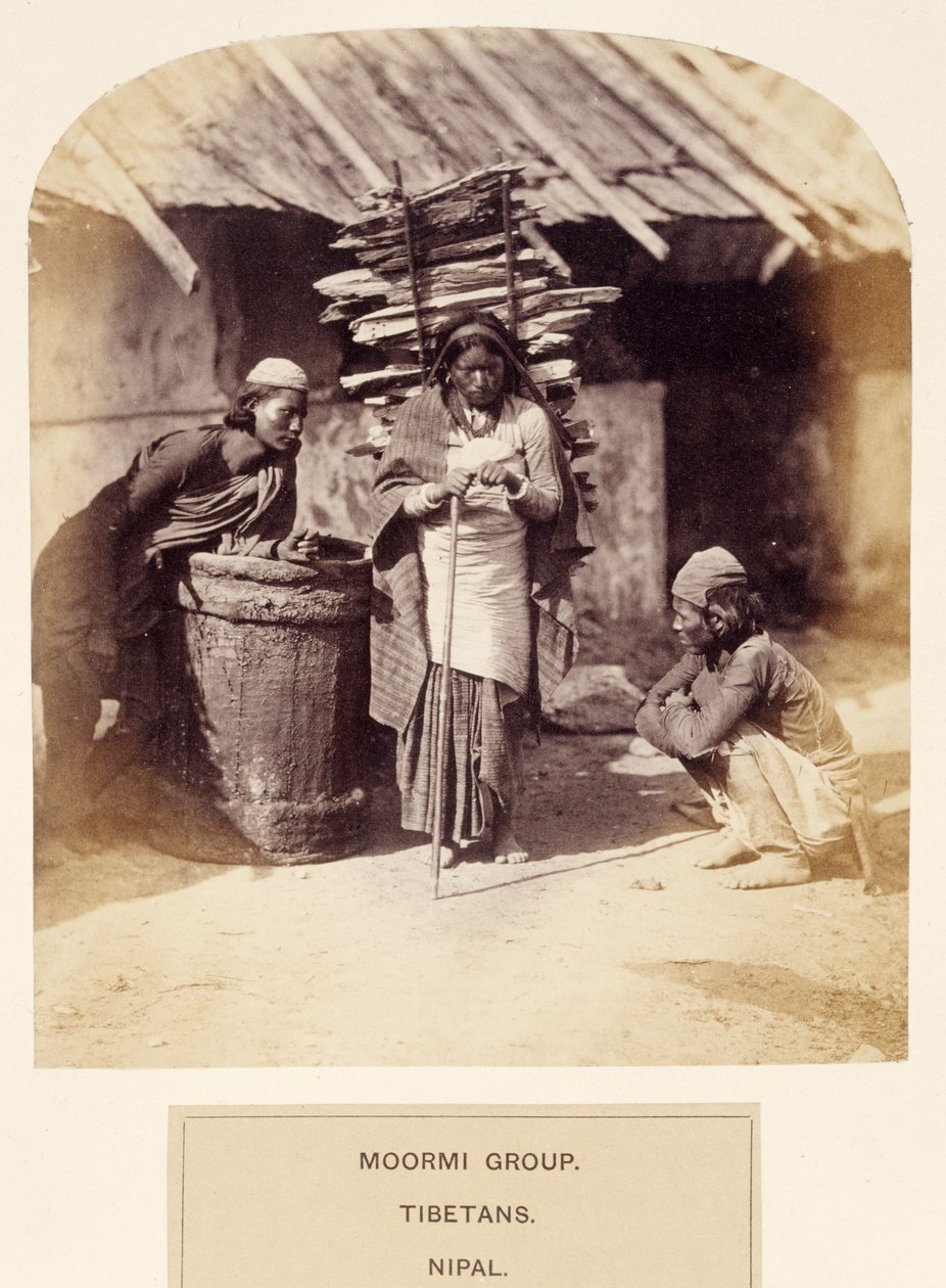 Grupo Moormi, tibetanos, Nipal, de The People of India, por J. Forbes Watson, publicado em 1868 (albumen print) de English Photographer