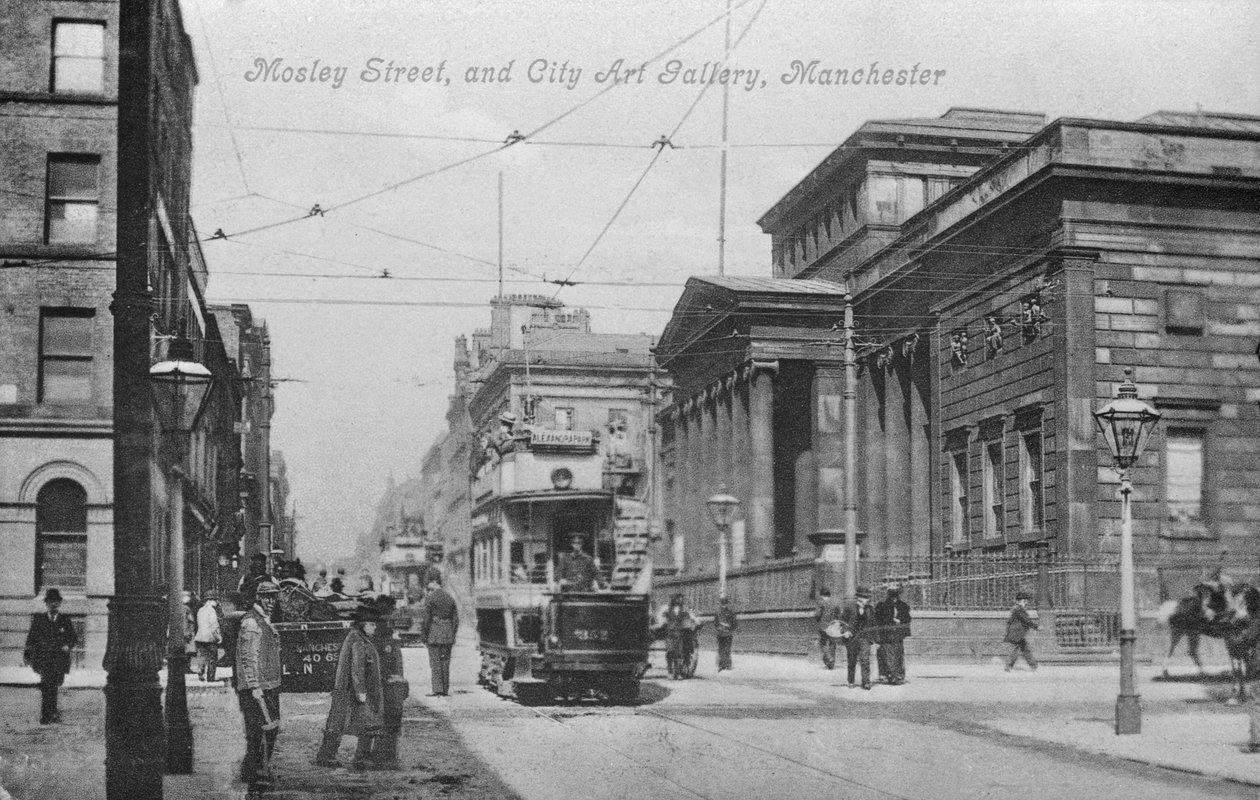 Mosley Street e City Art Gallery, Manchester, cerca de 1910 de English Photographer