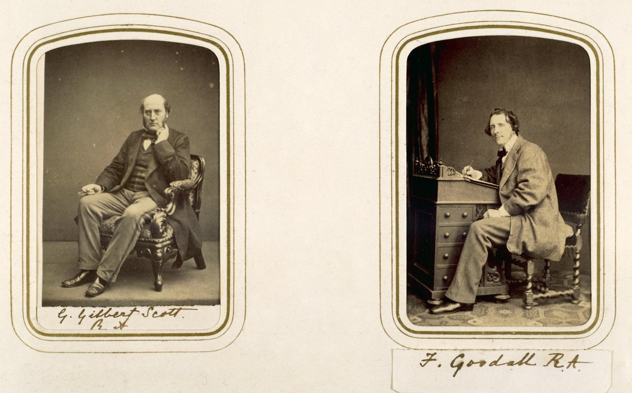 Retratos de George Gilbert Scott e Frederick Goodall (foto sépia) de English Photographer