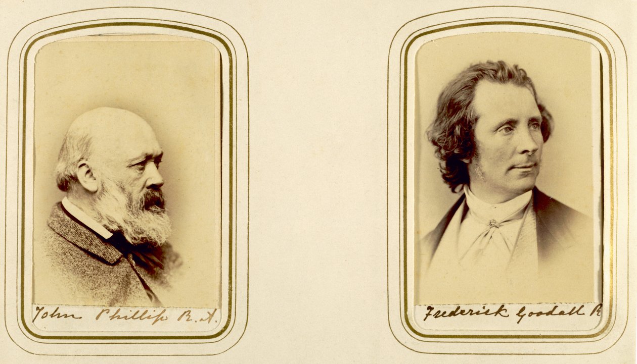 Retratos de John Phillip e Frederick Goodall (foto sépia) de English Photographer