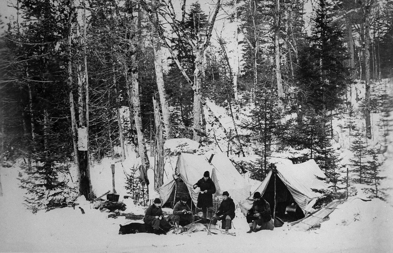 Expedição de caça ao alce do Príncipe Arthurs no Canadá, c.1870 de English Photographer