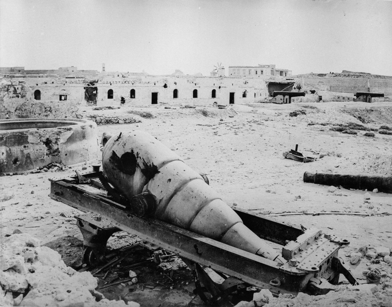 Ruínas e artilharia em Fort Meks, 1882 de English Photographer