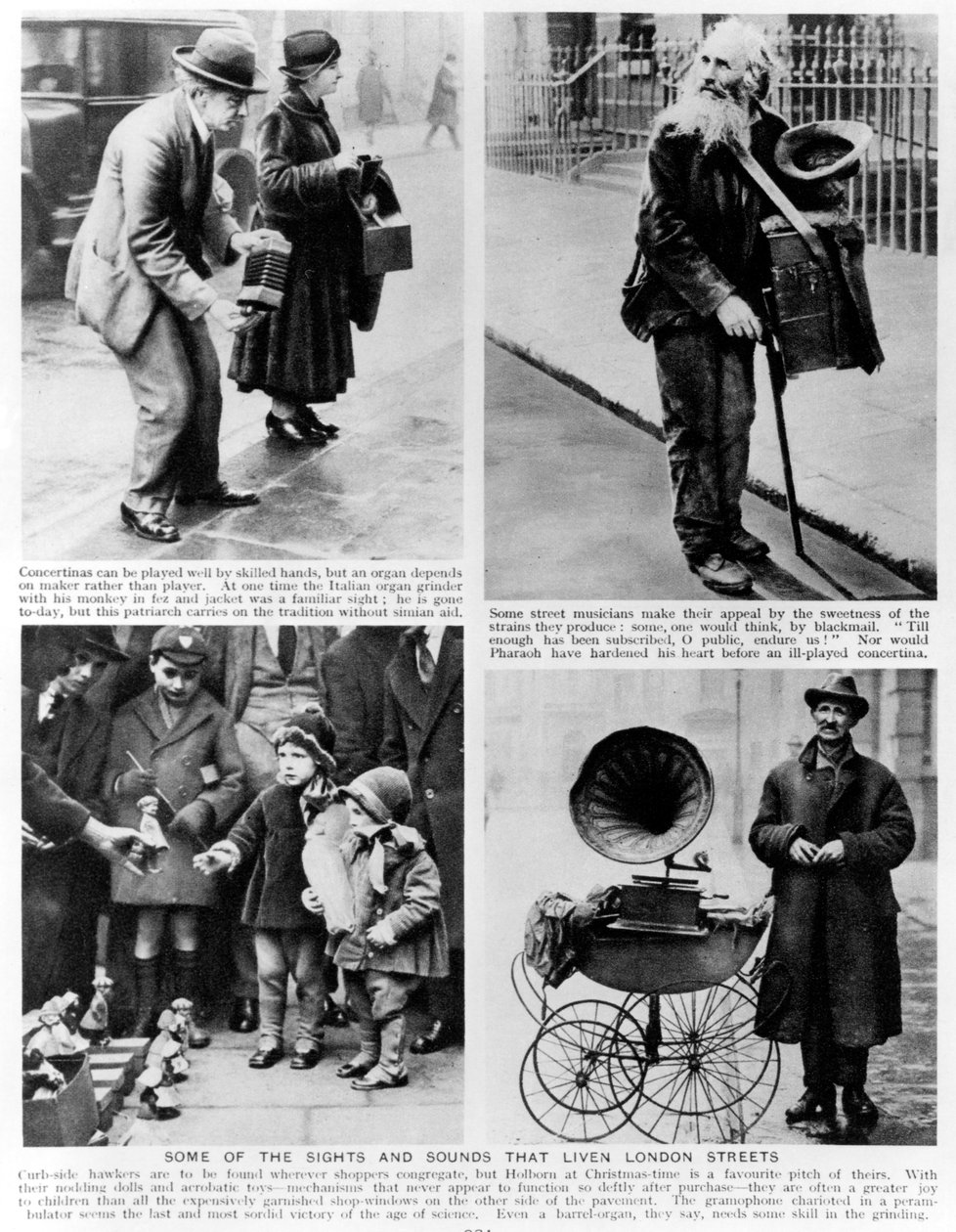 Alguns dos pontos turísticos que animam as ruas de Londres, ilustrações de &39;Wonderful London&39; de Almey St.John Adcock, 1935 de English Photographer