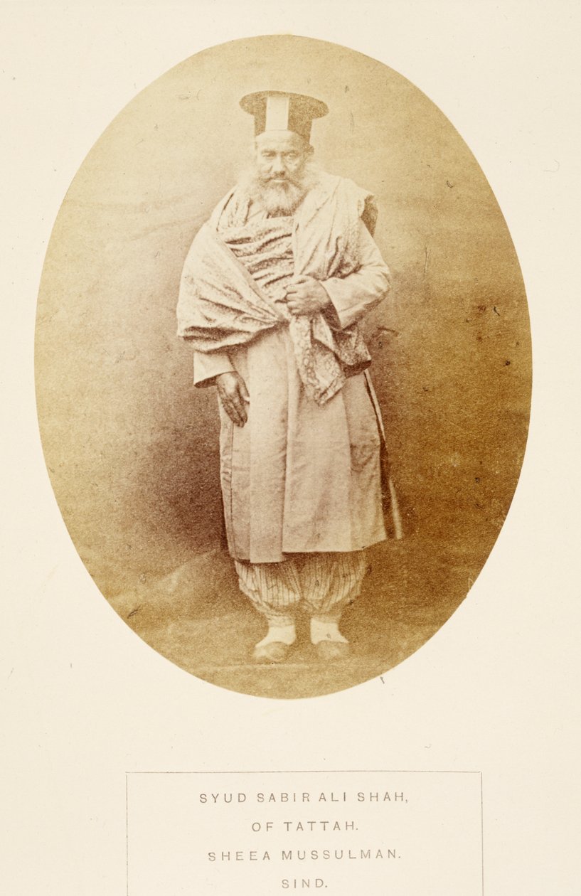 Syud Sabir Ali Shah, de Tattah, Sheea Mussulman, Sind, de The People of India, por J. Forbes Watson, publicado em 1868 (impressão de albuquer) de English Photographer