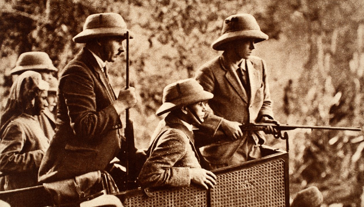 O Tiro ao Tigre Indiano Tour-King Edward VIII no Nepal, 1921 de English Photographer