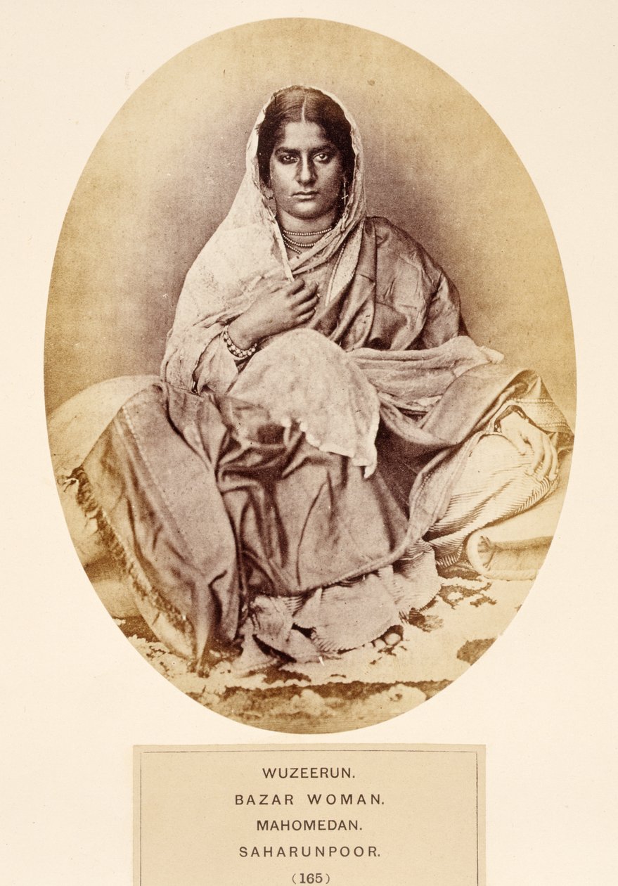 Wuzeerun, Mulher do Bazar, Mahomedan, Saharunpoor, de The People of India, de J. Forbes Watson, publicado em 1868 (impressão de albume) de English Photographer