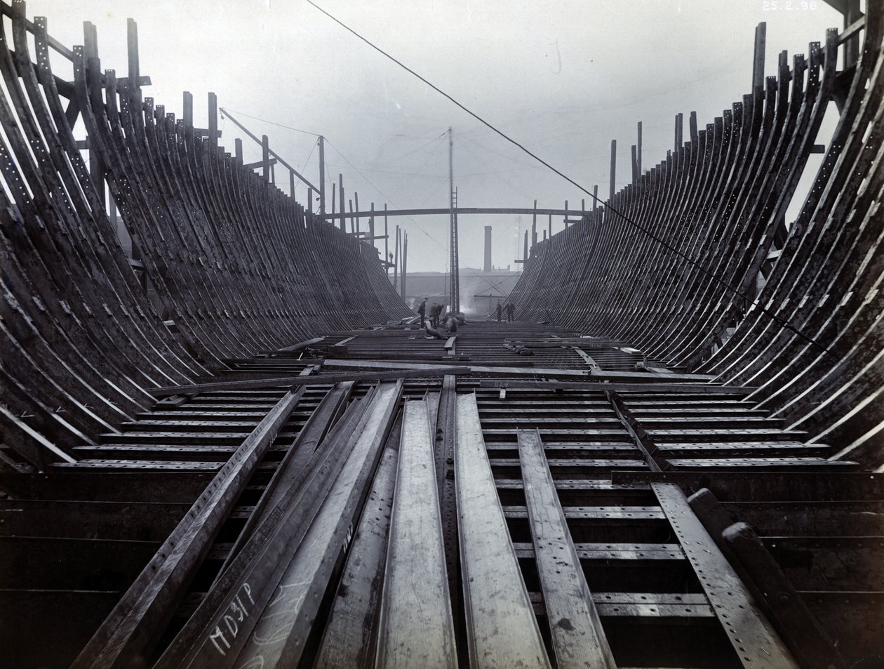 Quintal não 647, Baikal. Mostrando, a, gelo, quebrando, trem, balsa, steamer, baikal, em, quadro, em, baixo, caminhante, jarda, 1896 de English Photographer