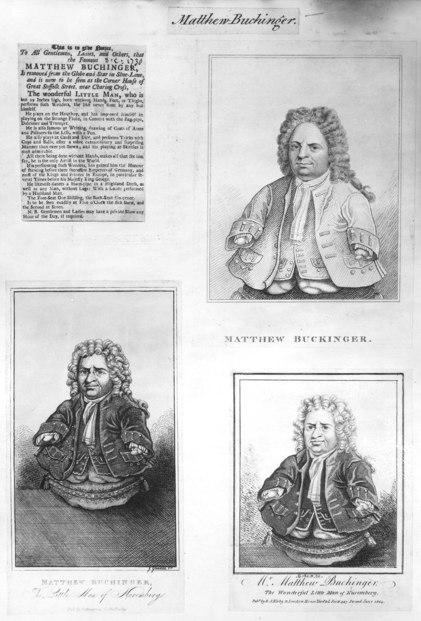 Uma coleção de cortes sobre Matthew Buchinger, c.1880 de English School