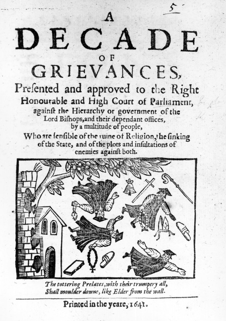 &39;A Decade of Grievances&39;, o panfleto de Alexander Leighton que agride a instituição do episcopado, 1641 de English School