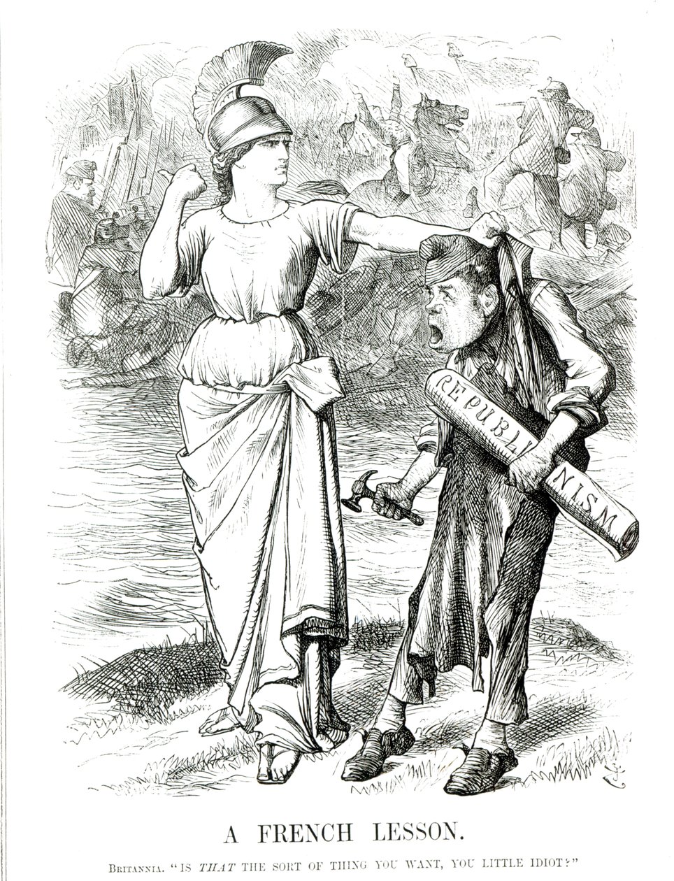 &39;A French Lesson&39;, desenho animado da revista &39;Punch&39;, 8 de abril de 1871 de English School