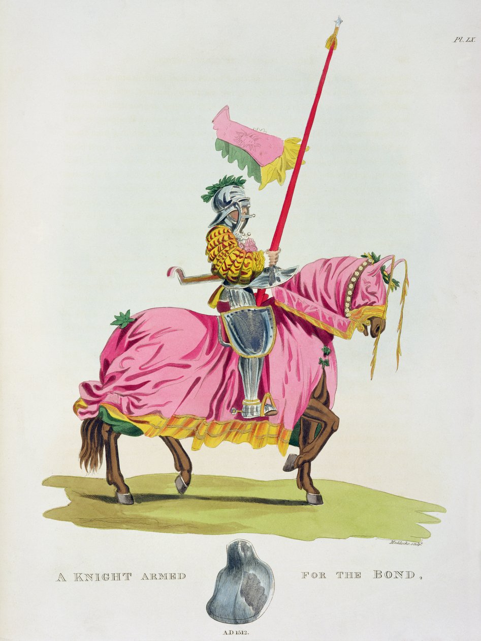 Cavaleiro Armado pelo Laço, 1512, gravado por W. Maddocks, de &39;Ancient Armor&39; de Samuel Rush Meyrick, 1824 de English School