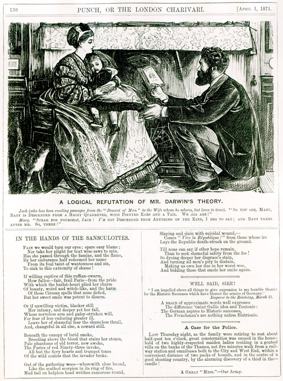 Uma Refutação Lógica da Teoria do Sr. Darwin, de &39;Punch&39;, 1 de abril de 1871 de English School