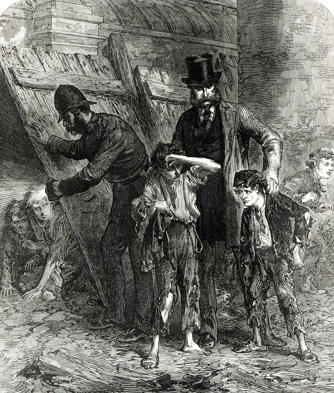 Uma London School-Board Capture, 2.40am, de "The Illustrated London News", 9 de setembro de 1871 de English School