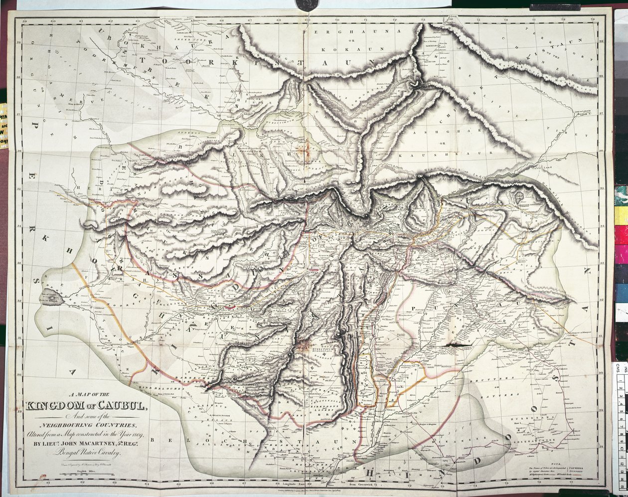Um mapa do reino de Kabul de English School