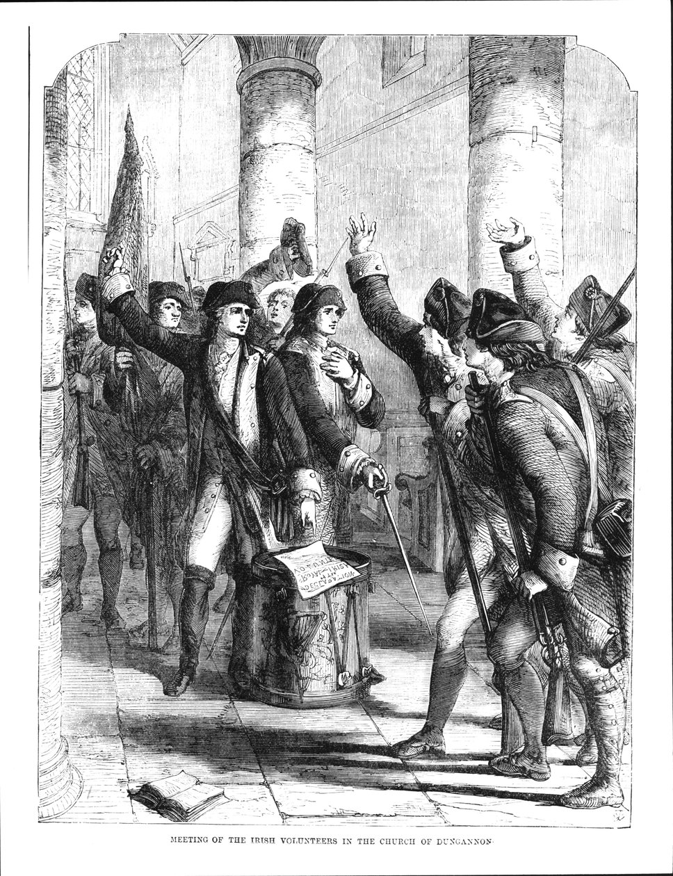 Encontro dos Voluntários Irlandeses na Igreja de Dungannon, em 1784 de English School