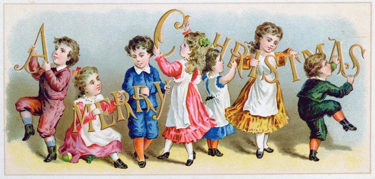 "Feliz Natal", cartão vitoriano de English School