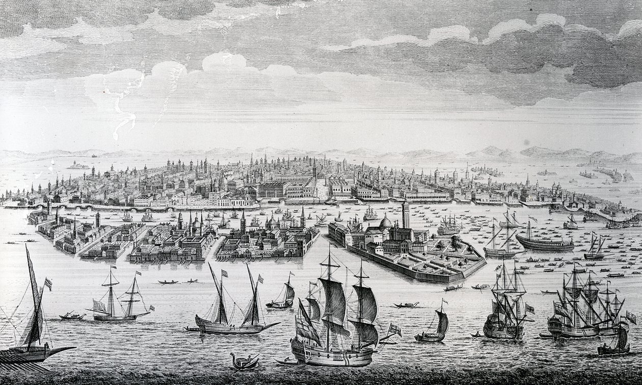 Uma vista em perspectiva da cidade de Veneza de English School