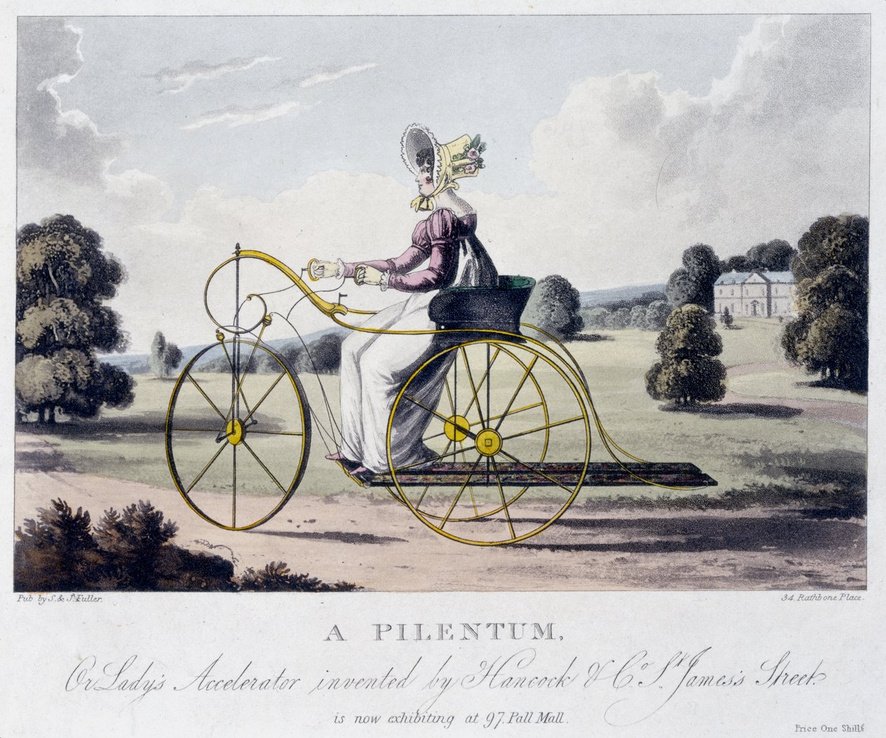 Um Acelerador Pilentum ou Ladys inventado por Hancock & Co, Rua St. Jamess, c.1820 (aquatinta colorida) de English School