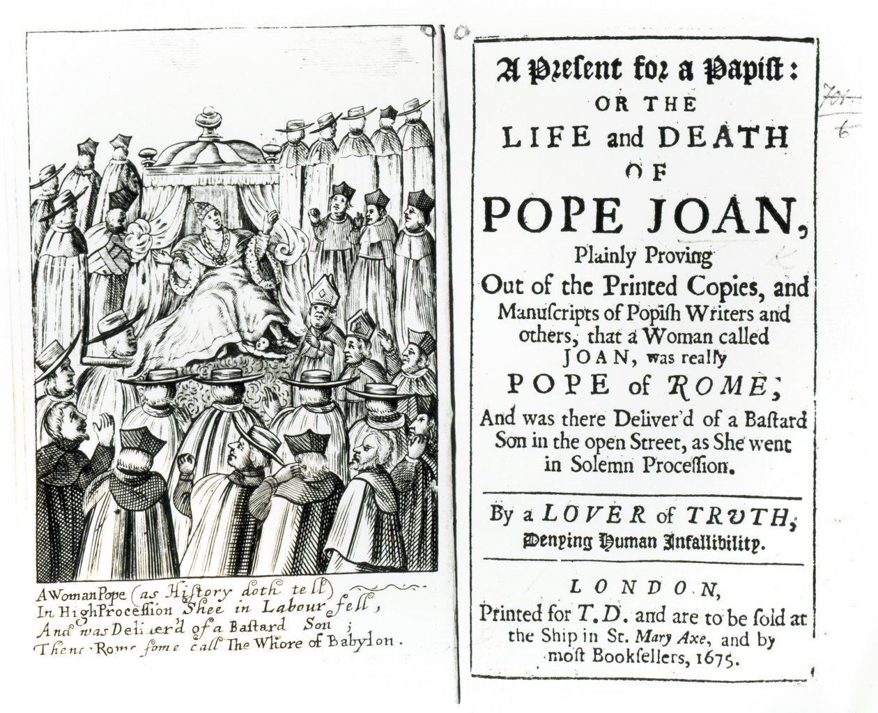 Um presente para um papista, ou a vida e a morte do papa Joan, 1675 de English School