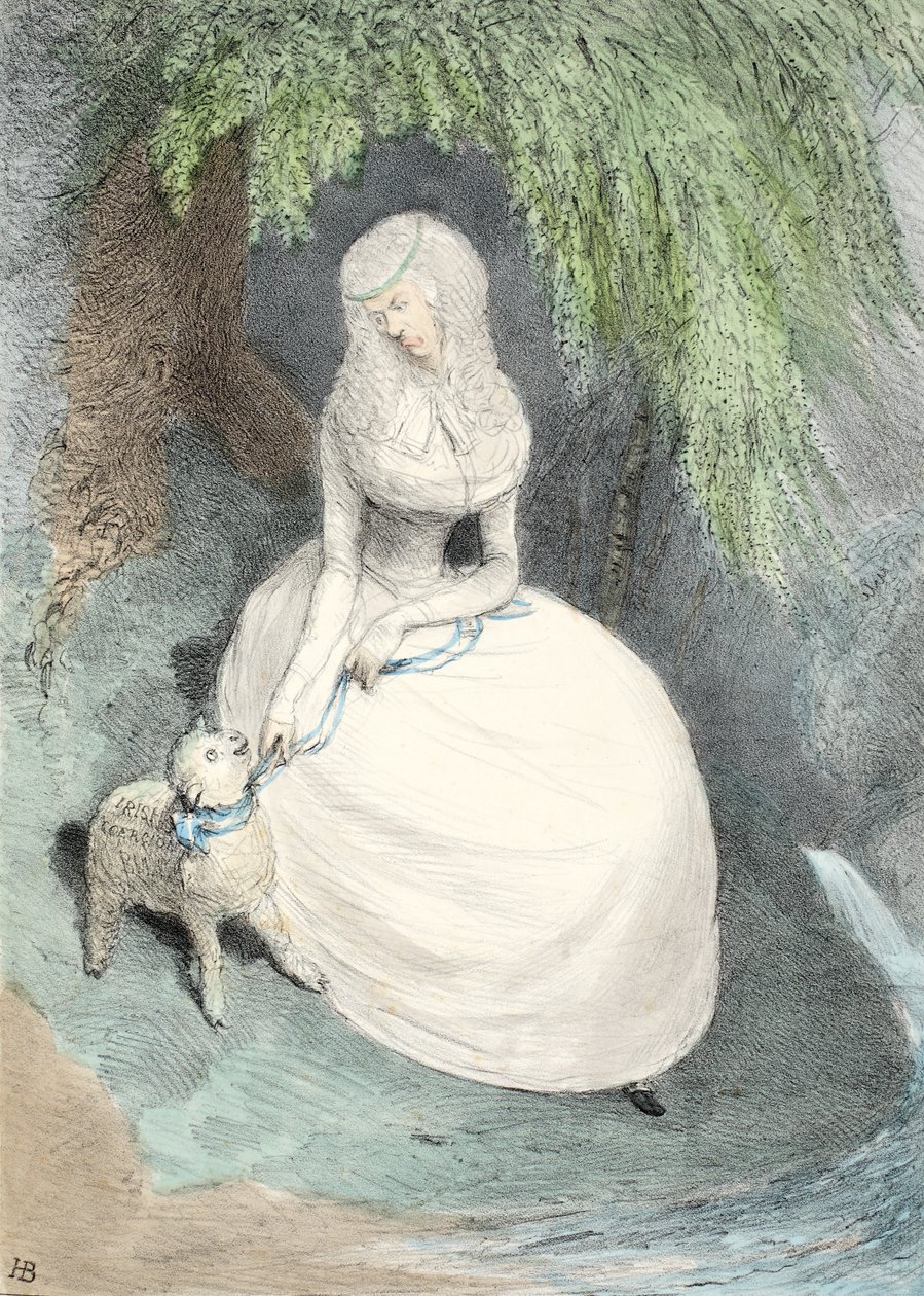 Um estudo para Sternes Maria, 1833 (gravura colorida à mão) de English School