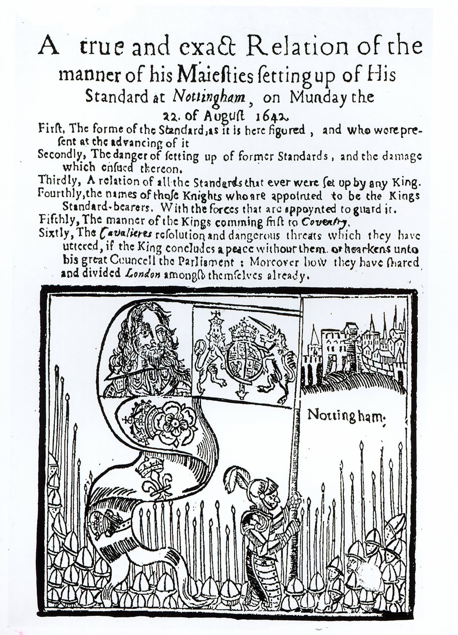 Uma Relação Verdadeira e Exata da Forma de Sua Majestade Estabelecimento de seu Padrão em Nottingham, na segunda-feira, 22 de agosto de 1642 de English School