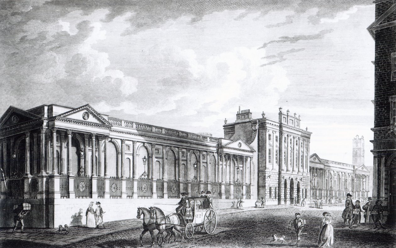 Uma visão do Banco da Inglaterra, Threadneedle Street, Londres, 1797 de English School