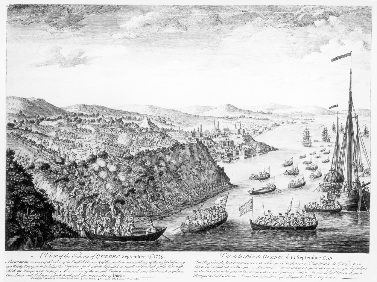 Uma visão da tomada de Quebec, 13 de setembro de 1759 de English School