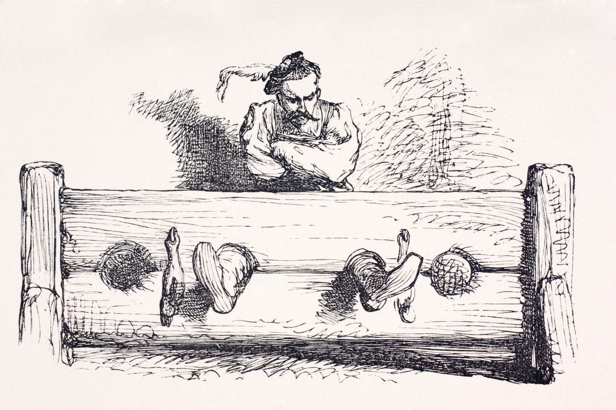 Um homem em ações, da "The Illustrated Library Shakespeare", publicou Londres em 1890 de English School