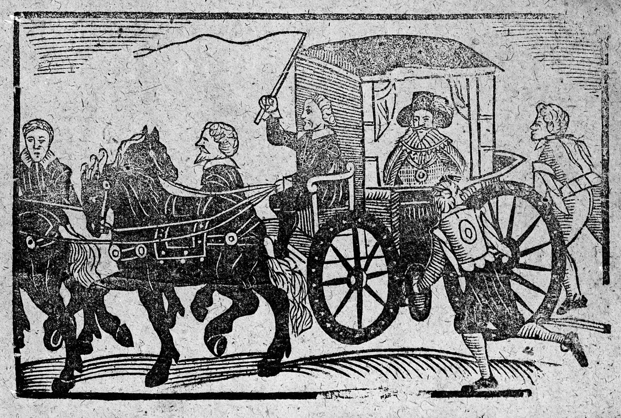 Um nobre em sua carruagem, uma ilustração de &39;A Book of Roxburghe Ballads&39; de English School