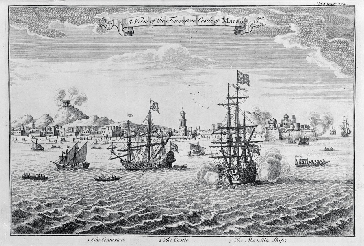 Uma vista da cidade e do castelo de Macau, c.1708 de English School