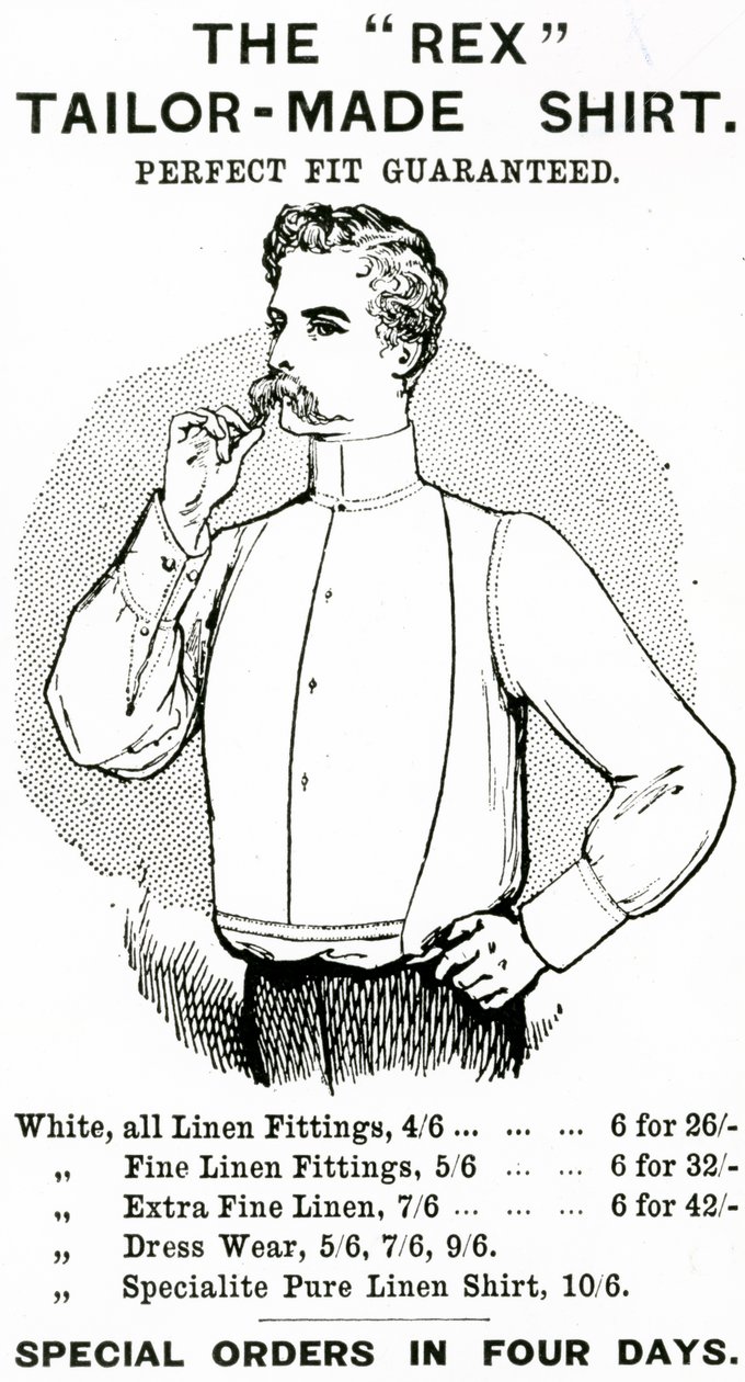 Propaganda para &39;A camisa sob medida de Rex&39;, c.1890 (gravura e tipografia) de English School