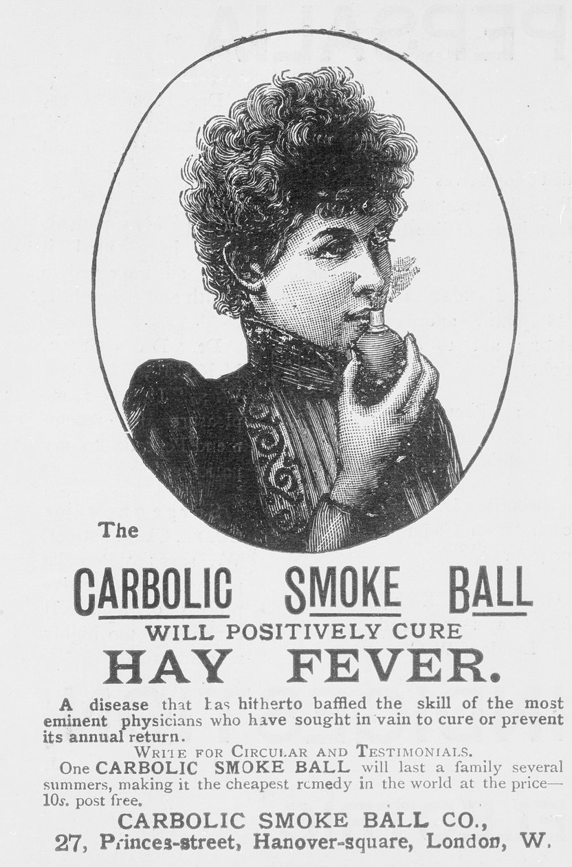 Propaganda para a Bola de Fumo Carbólico, uma cura para a febre do feno (impressão) de English School