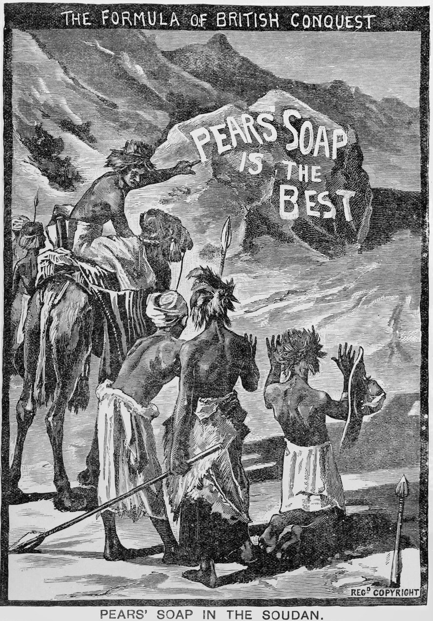 Propaganda para o Sabonete Pêra, &39;A Fórmula da Conquista Britânica, Sabonete de Pêra no Sudão&39;, 1884 de English School