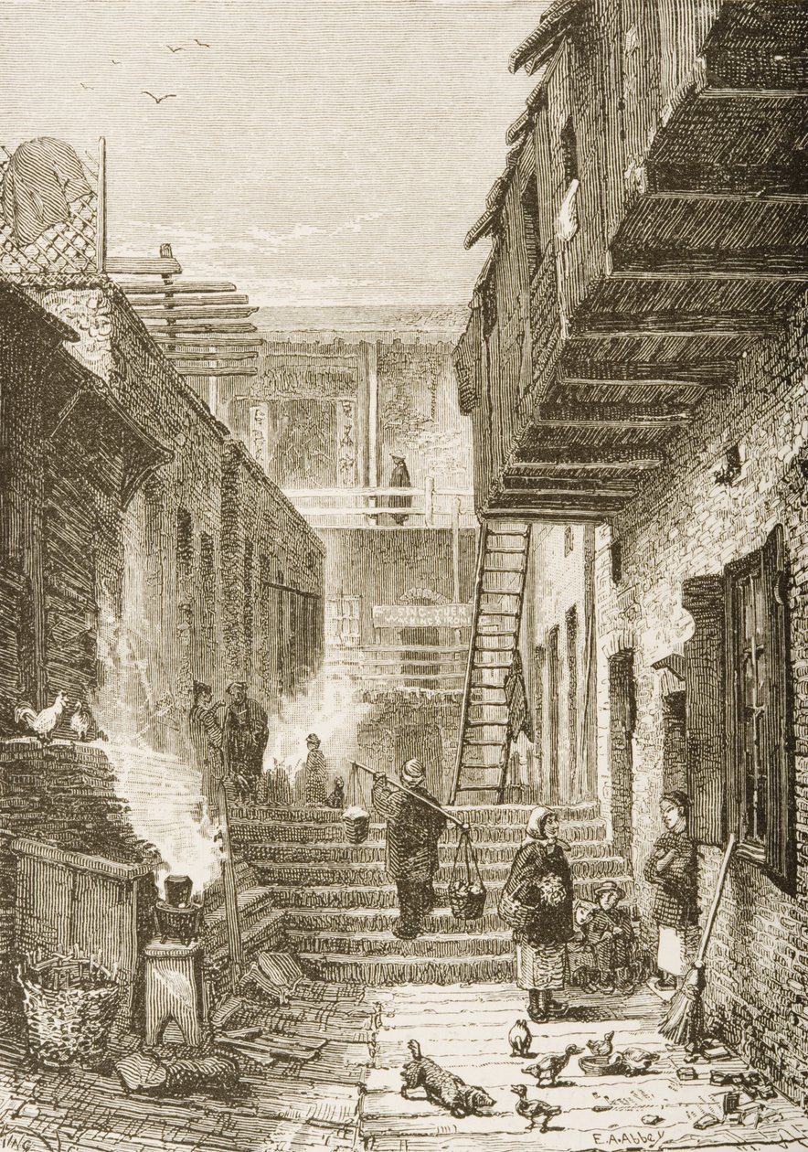 Beco em Chinatown, San Francisco, Califórnia, de &39;American Pictures&39;, publicado pela The Religious Tract Society, 1876 de English School