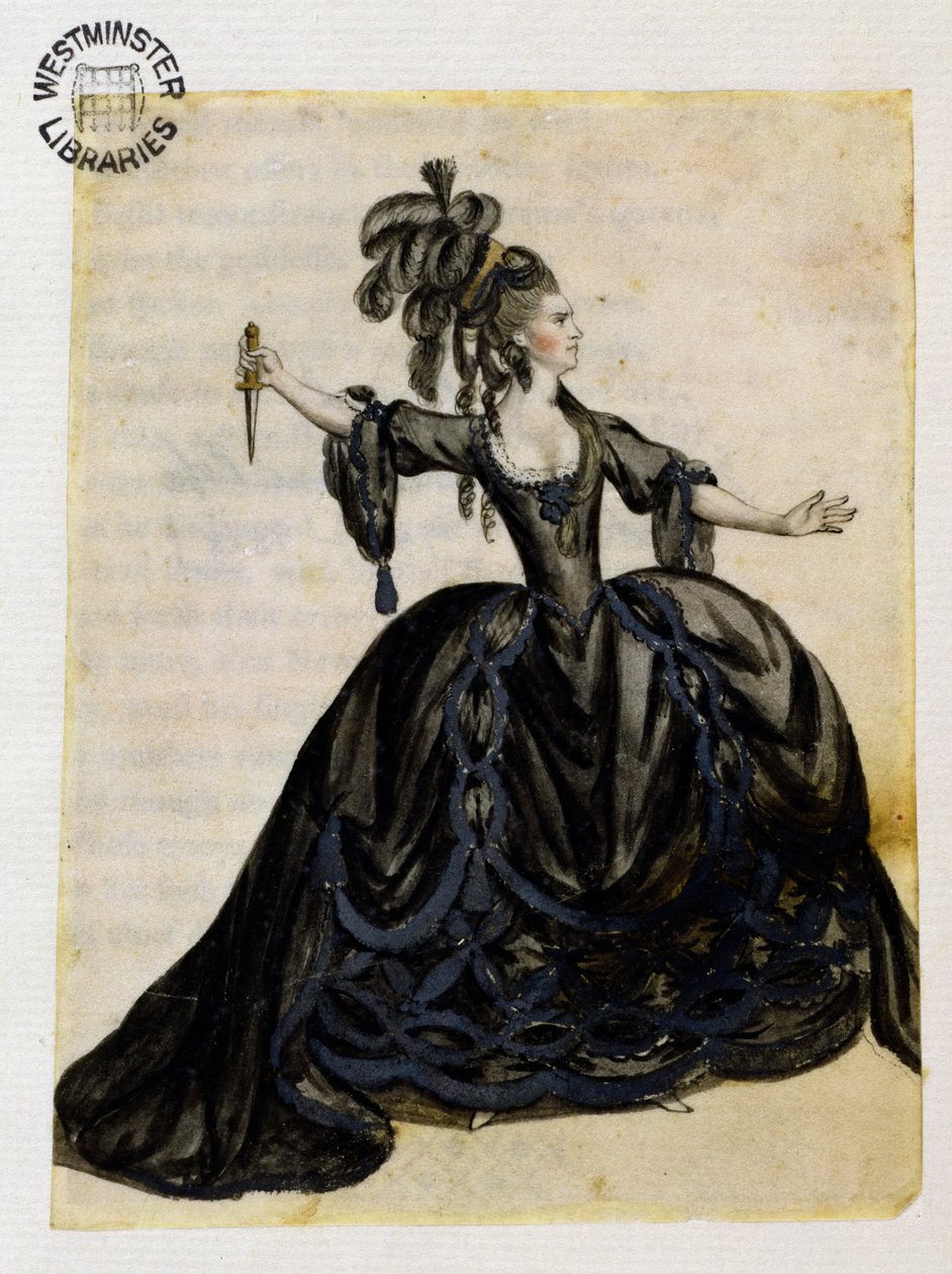 Uma atriz jogando Lady Macbeth (wc no papel) de English School