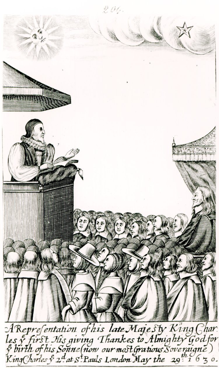Anúncio do nascimento do filho de Charles I, 1630 de English School