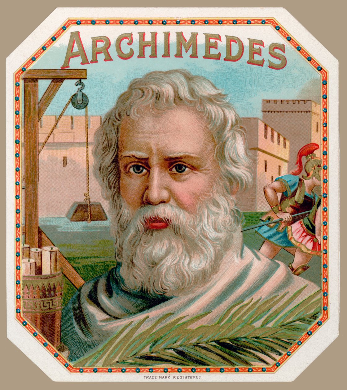 Arquimedes de Siracusa, de um rótulo de caixa de charuto, impresso c.1900 de English School