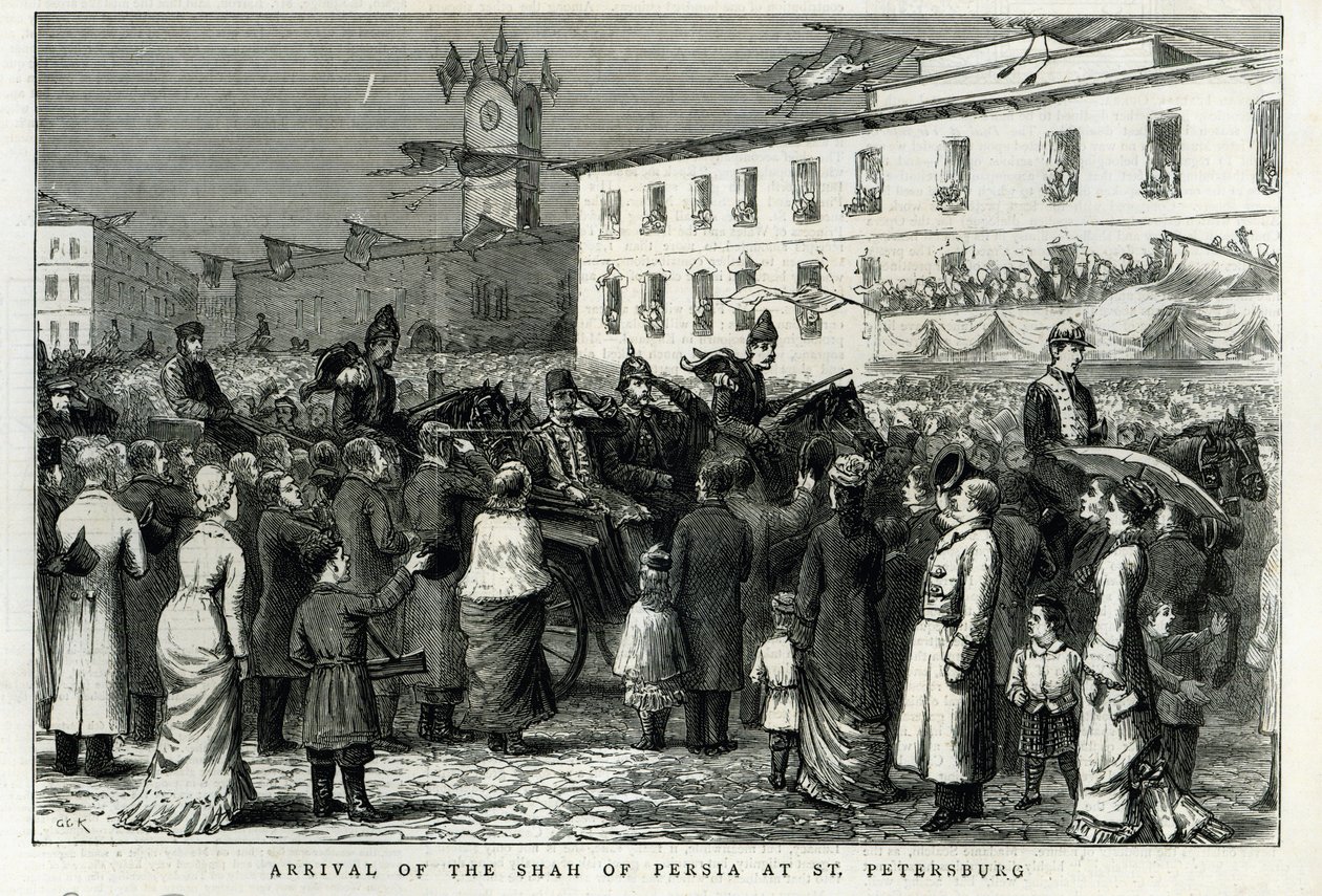 Chegada do Xá da Pérsia a São Petersburgo, de &39;The Graphic&39;, 8 de junho de 1878 de English School