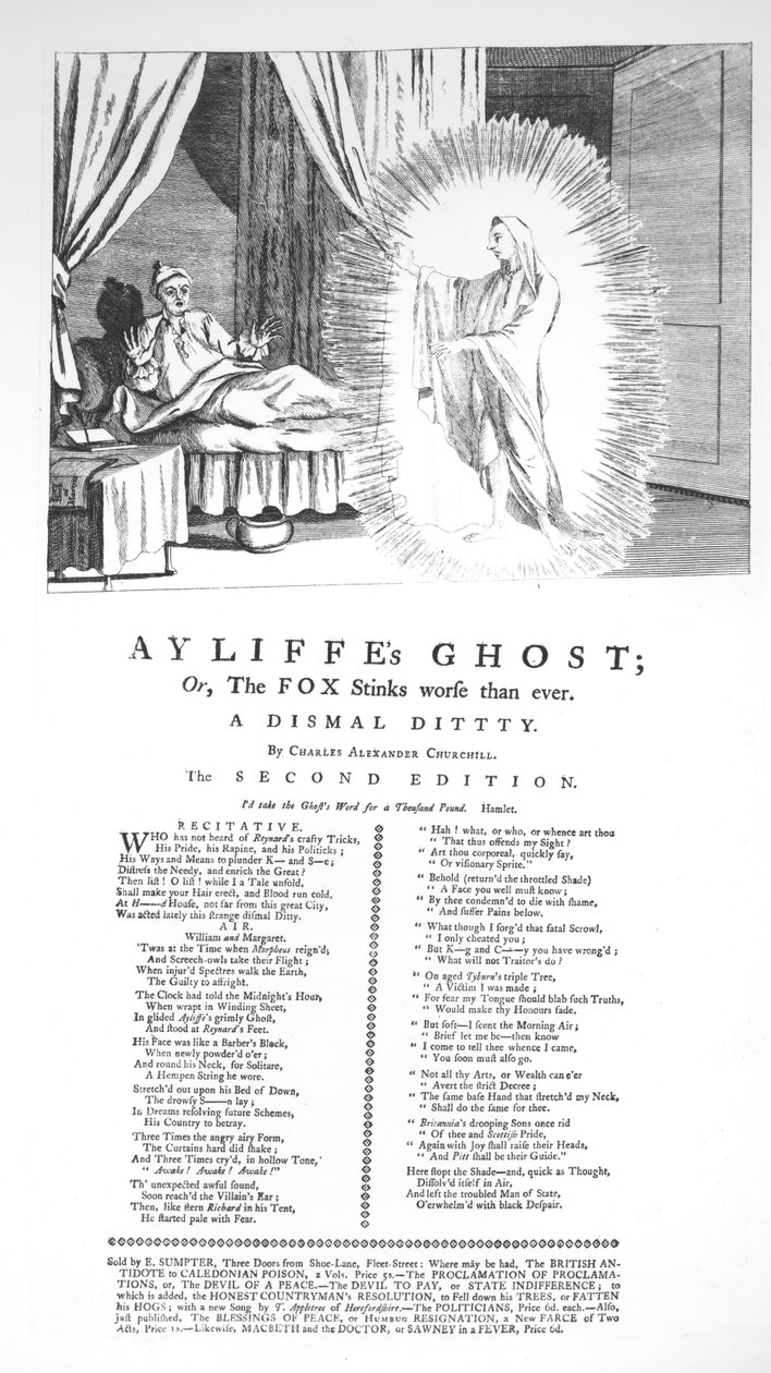 Fantasma de Ayliffe: Ou a raposa fede mais do que nunca, por Charles Alexander Churchill (1731-64) de English School