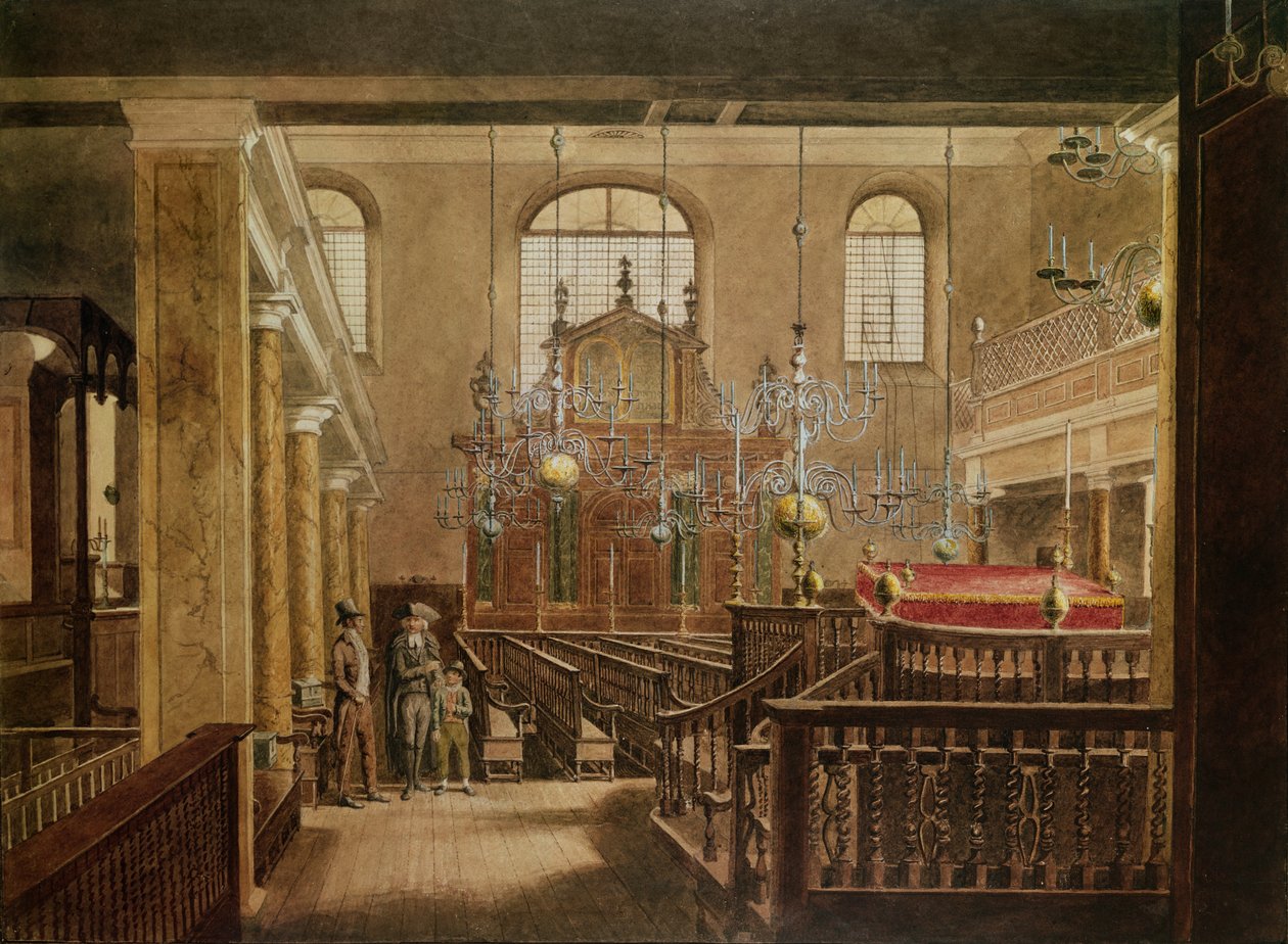 Bevis Marks Synagogue, c.1817 (wc no papel) de English School