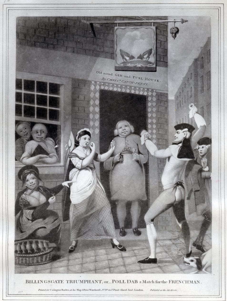 Billingsgate Triumphant, ou- Poll Dab a Match para o francês, 1775 de English School
