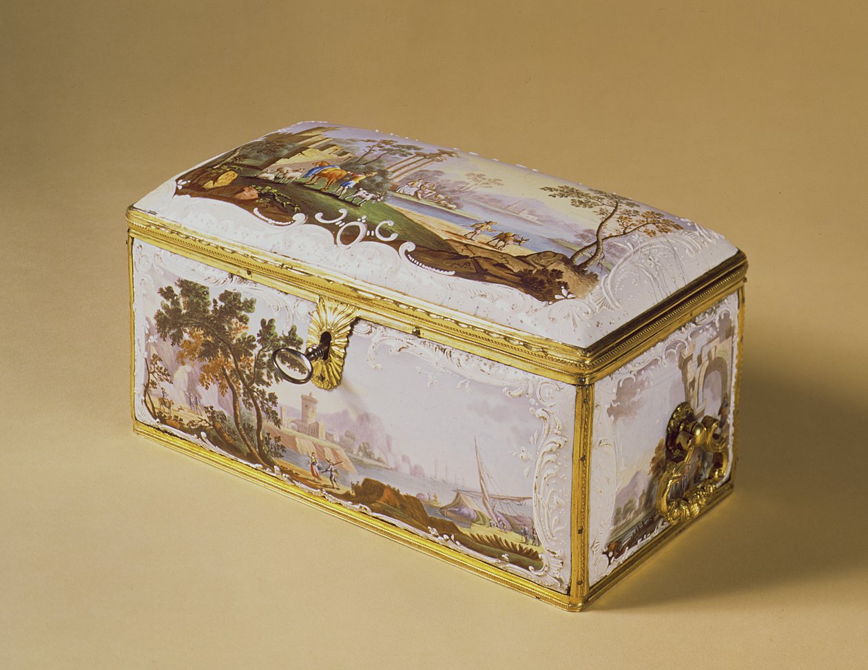 Caddy de chá de Bilston, 1770 (esmalte) de English School