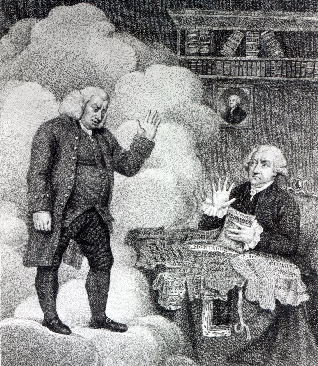 Boswell e o fantasma de Samuel Johnson, publicado em 1803 de English School