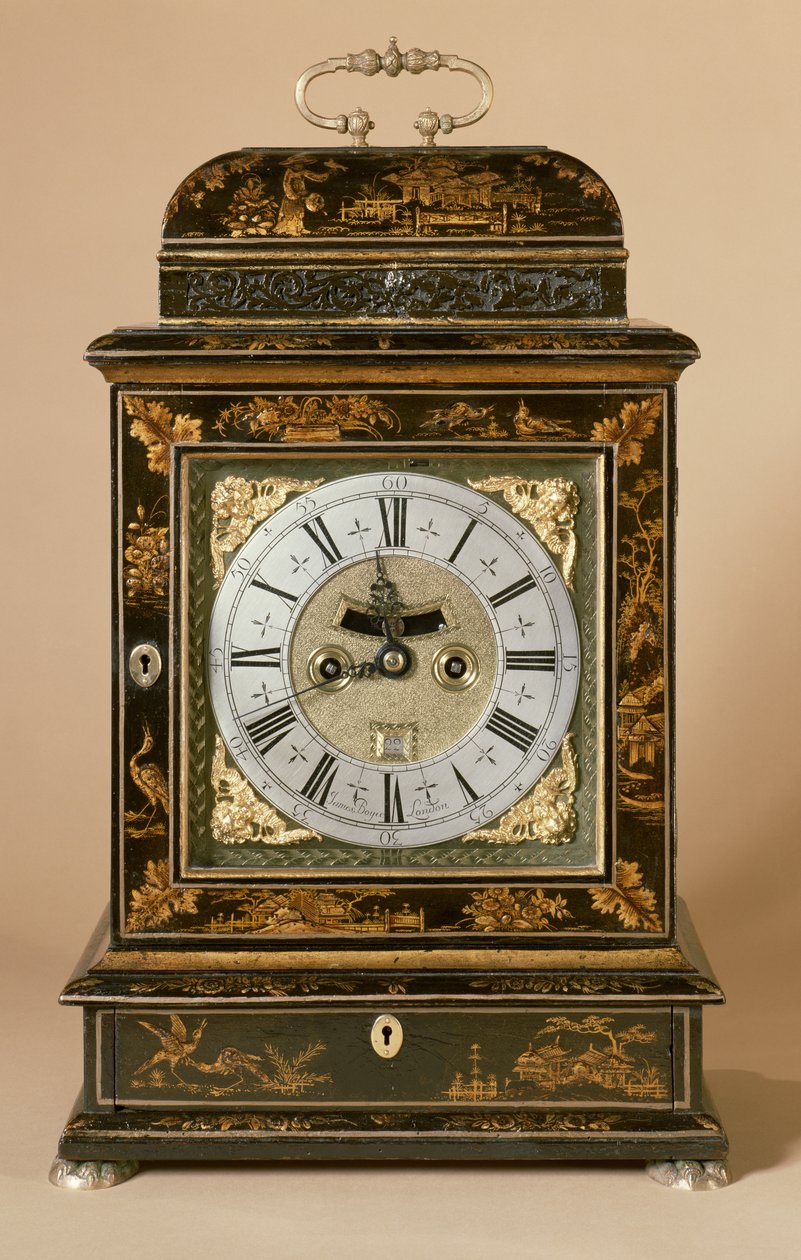 Relógio de suporte, movimento de James Boyce, c.1705 (laca preta) de English School