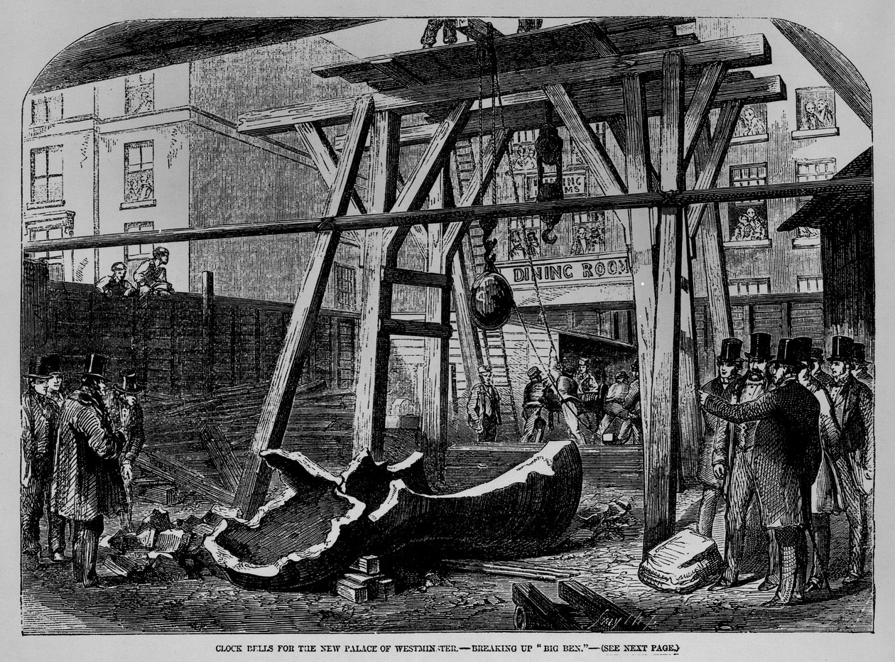 Acabando com o Big Ben, de "The Illustrated London News", 6 de março de 1858 de English School