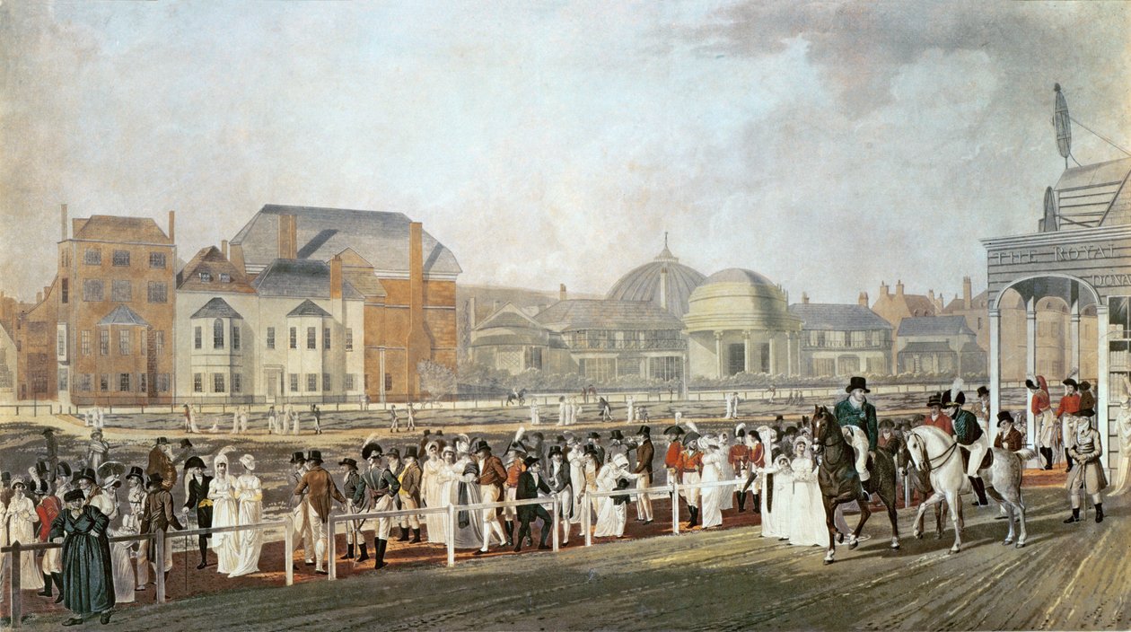 Brighton: The Old Pavilion e Steyne gravados por Charles Richards de English School