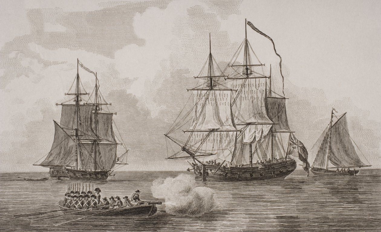 Homens britânicos da guerra, gravados por Thomas Milton (1743-1827) 1820 de English School
