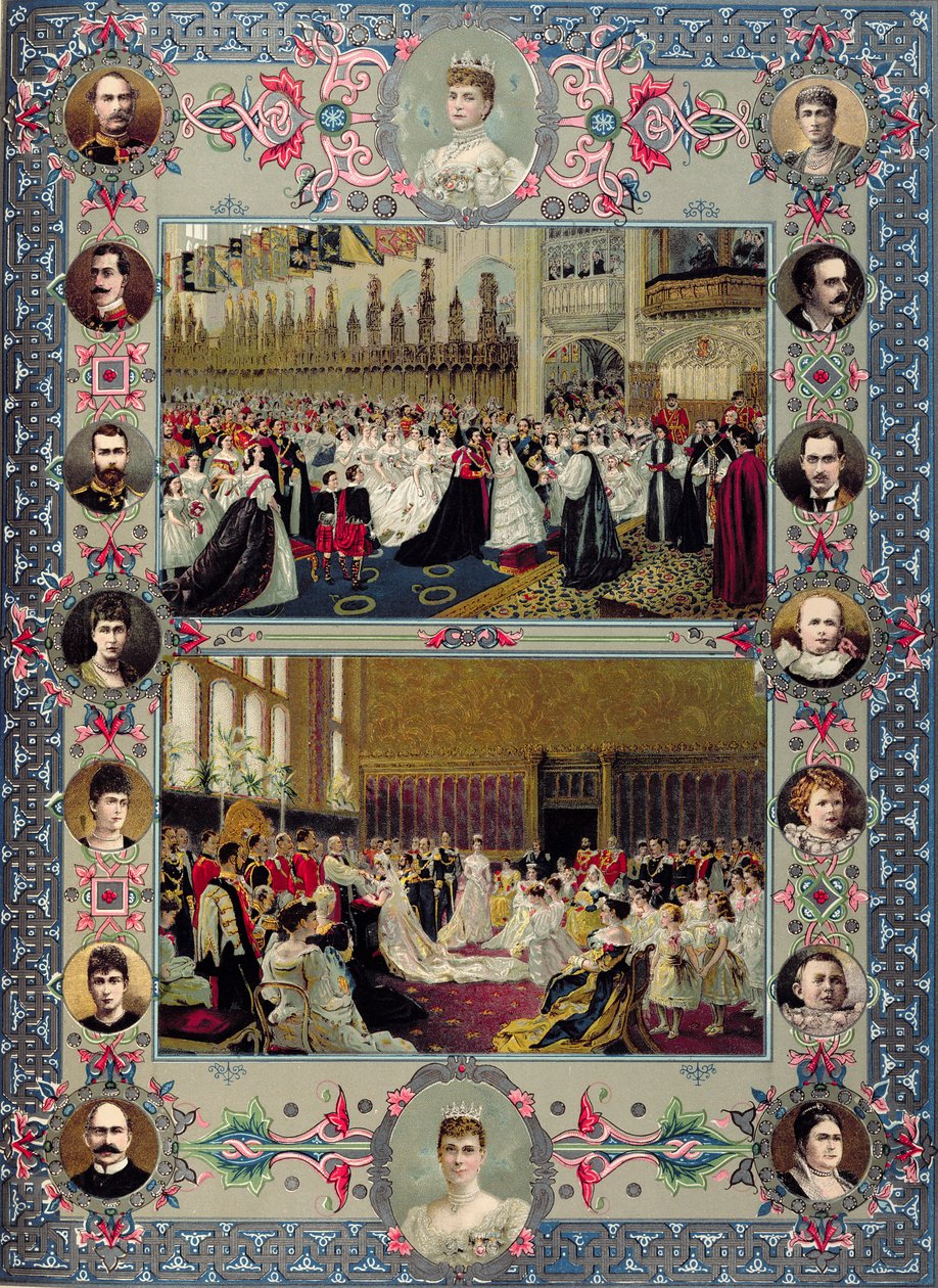 Memorabilia real britânica do casamento, 1897 de English School