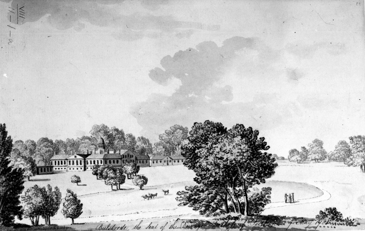 Bulstrode Park, Buckinghamshire, 1781 (caneta, tinta e papel) de English School