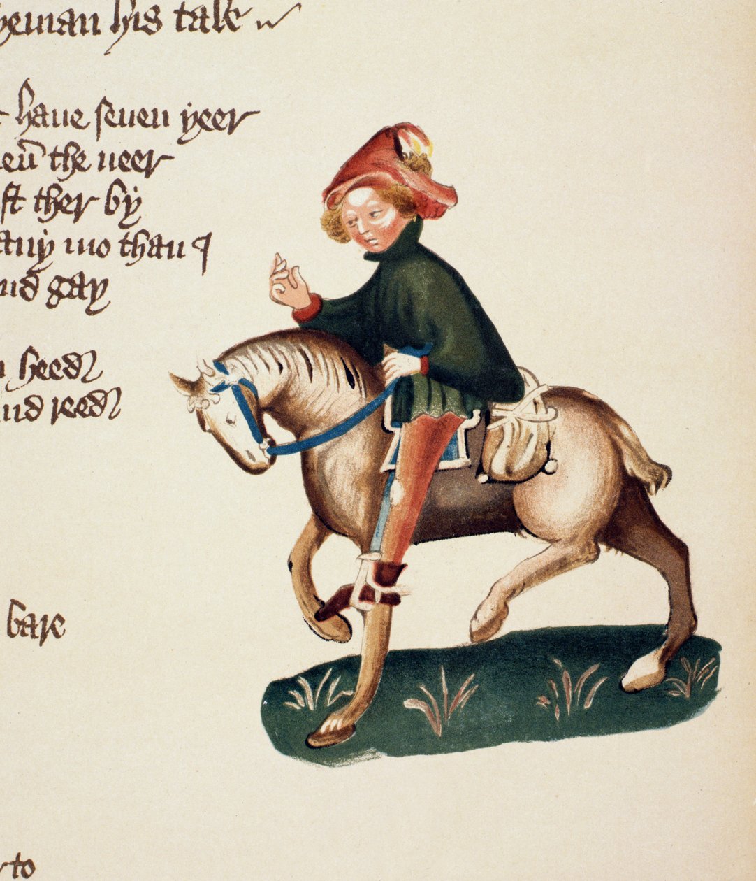Cânones Yeoman, detalhe dos contos de Canterbury, por Geoffrey Chaucer (c.1342-1400) Ellesmere Manuscrito, edição de fac-símile, 1911 (para detalhes originais ver 21935) de English School